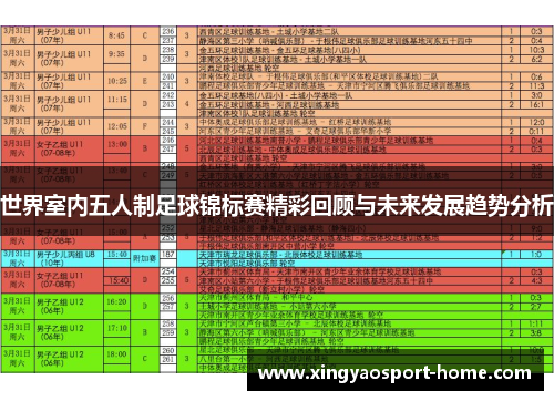 世界室内五人制足球锦标赛精彩回顾与未来发展趋势分析